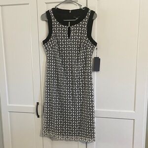 Tommy Hilfiger Black and White Geometric Midi Dress